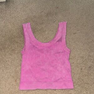 Zenana Outfitters Pink Ribbed Tank Top